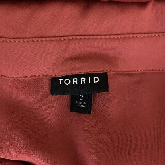 Torrid Rust Button Front Long Sleeve Midi Shirt Dress 2 2X - Picture 3 of 4